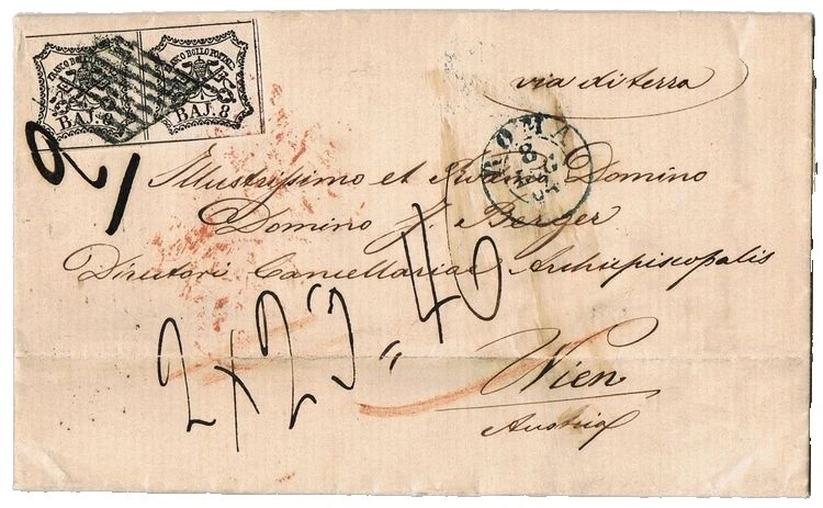 Handstamped Brown Italian Stamps