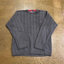 Vintage Chaps Knit Striped Crewneck Sweater Gray/Red Men  s XL