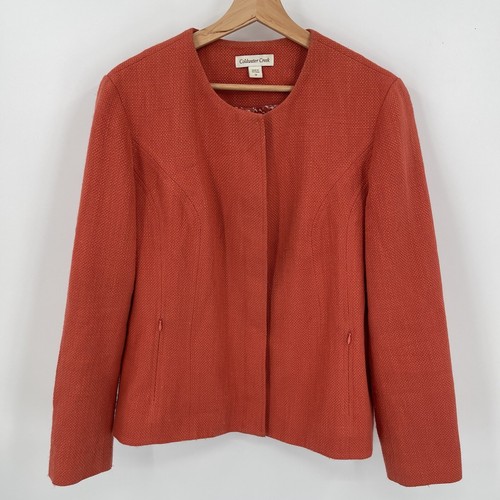 Veste Courte Coldwater Creek, Orange à Fleurs, Taille PS, Boutonnée, Avec Poches