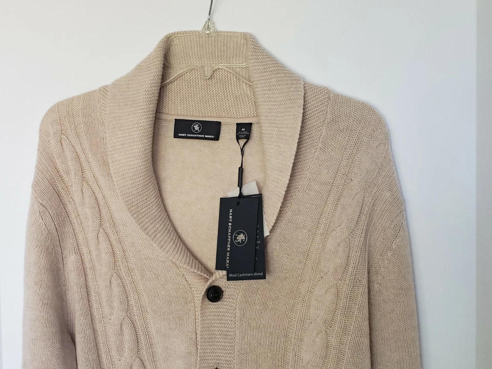 CÁRDIGAN HART SCHAFFNER MARX MEZCLA CACHEMIR/LANA L/S AVENA SUÉTER TALLA MEDIANA NUEVO CON ETIQUETAS Foto 2 de 4