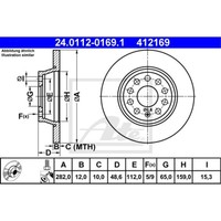 ATE 2X Bremsscheibe Hinten Ø282 Mm Voll FüR VW Golf V 1K1 1.4 16V 1.6 Touran