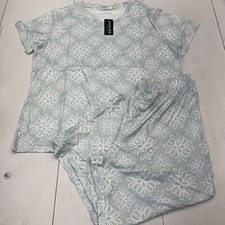 Ekouaer Blue Floral Pajama Set Women  s Size XL New