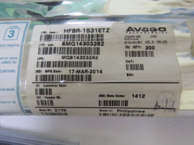 Avago  HFBR-1531ETZ Qty of 3 per Lot FIBER OPTIC TRANS  5Mbps TH