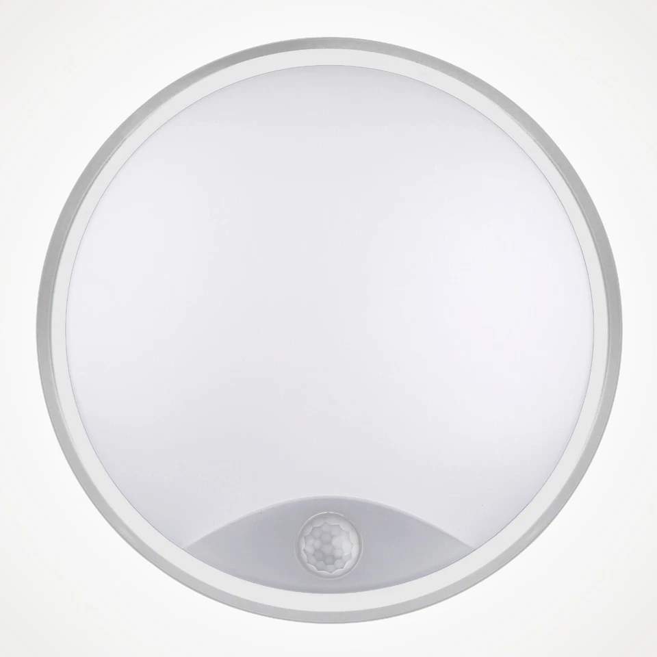 LED PIR Wall & Ceiling Round Circular White Bulkhead Flush Mounted 10W CCT IP65 - Image 3 of 4