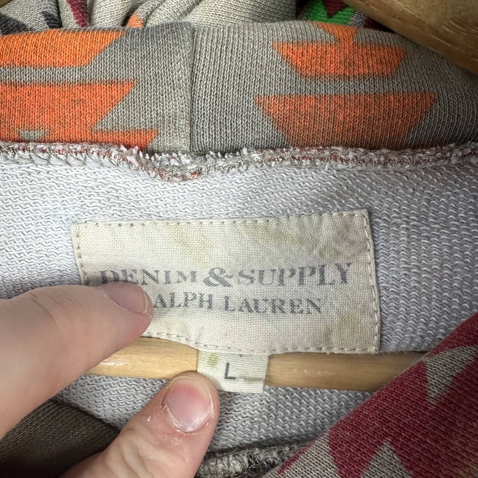 Vintage Polo Ralph Lauren Hoodie, Aztec Navajo Beacon Spell Out, Size Mens Large thumbnail 6