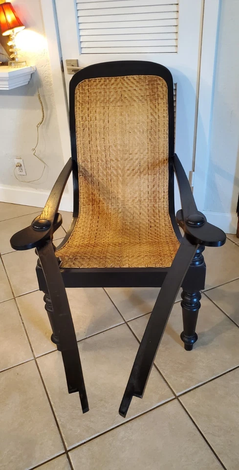 Silla Colonial Británica Plantación Madera Teca con Reposapiés-- ¡RARA!! Foto 2 de 4