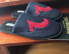 NEW Men's True Religion Brand Jeans Denim/Red Slip On Slippers. Large 11-12