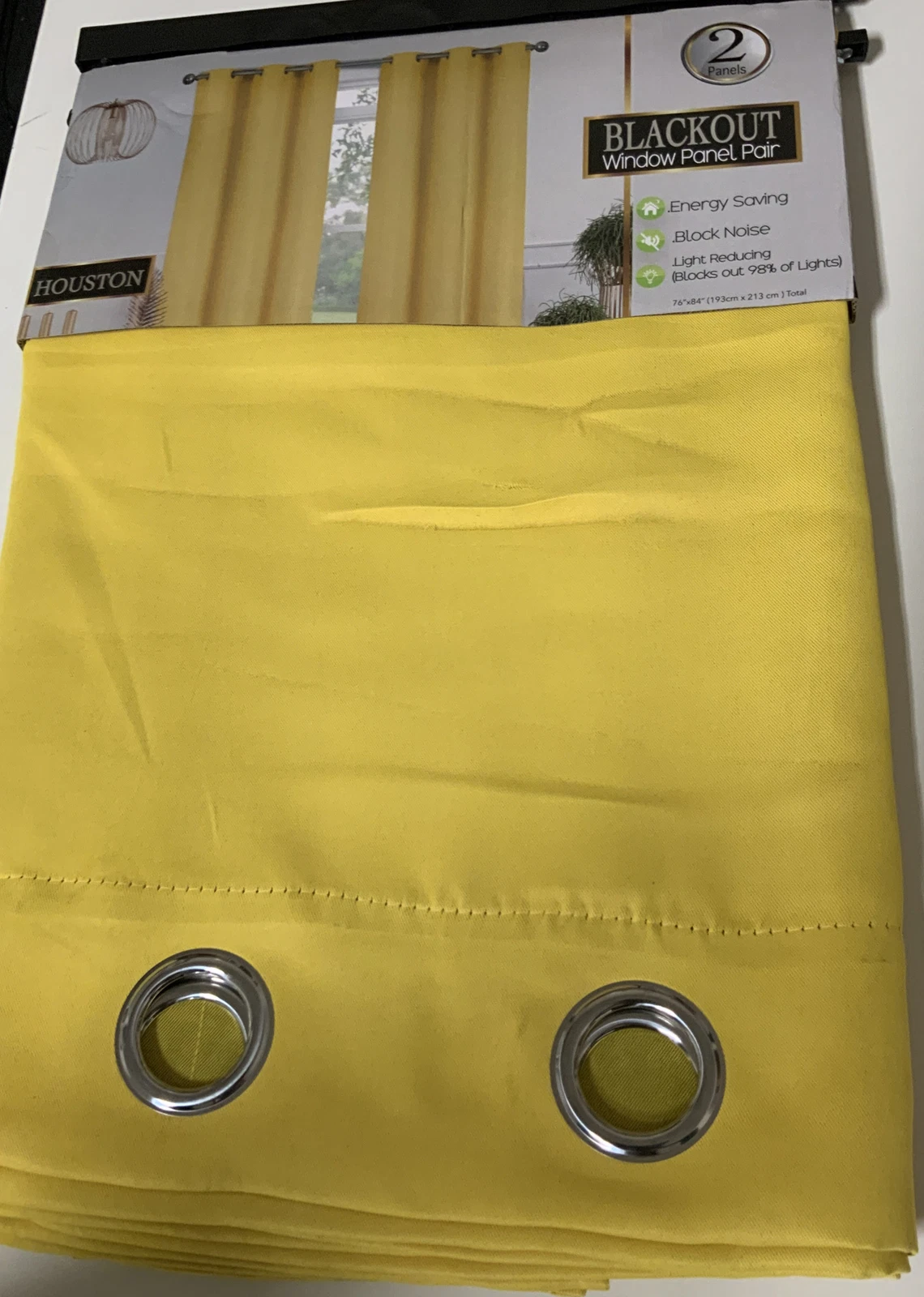 🛖 HOUSTON BLACKOUT WINDOW 2panel 84”X76'' Yellow 🆕HAS A SMALL STAIN