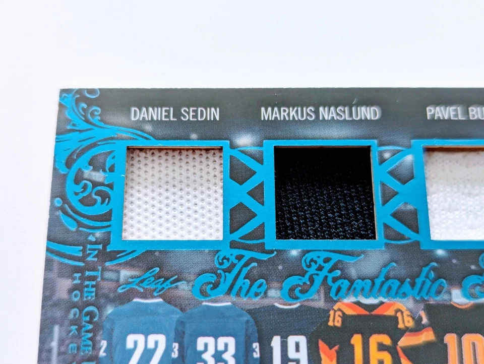 🔥#/30 BURE LINDEN SEDIN MCLEAN SNEPSTS NASLUND 8 RELIQUIAS 2020-21 Juego de hojas usado🔥 Foto 4 de 4