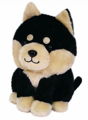 shiba inu talking to toy