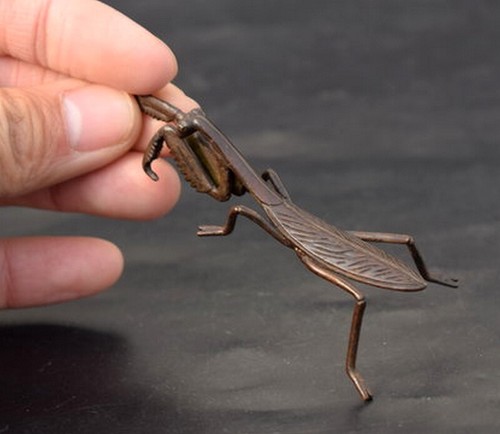 Solid Chinese Brass Mantis Statue Handwork Insect Tea Pet Decor | eBay