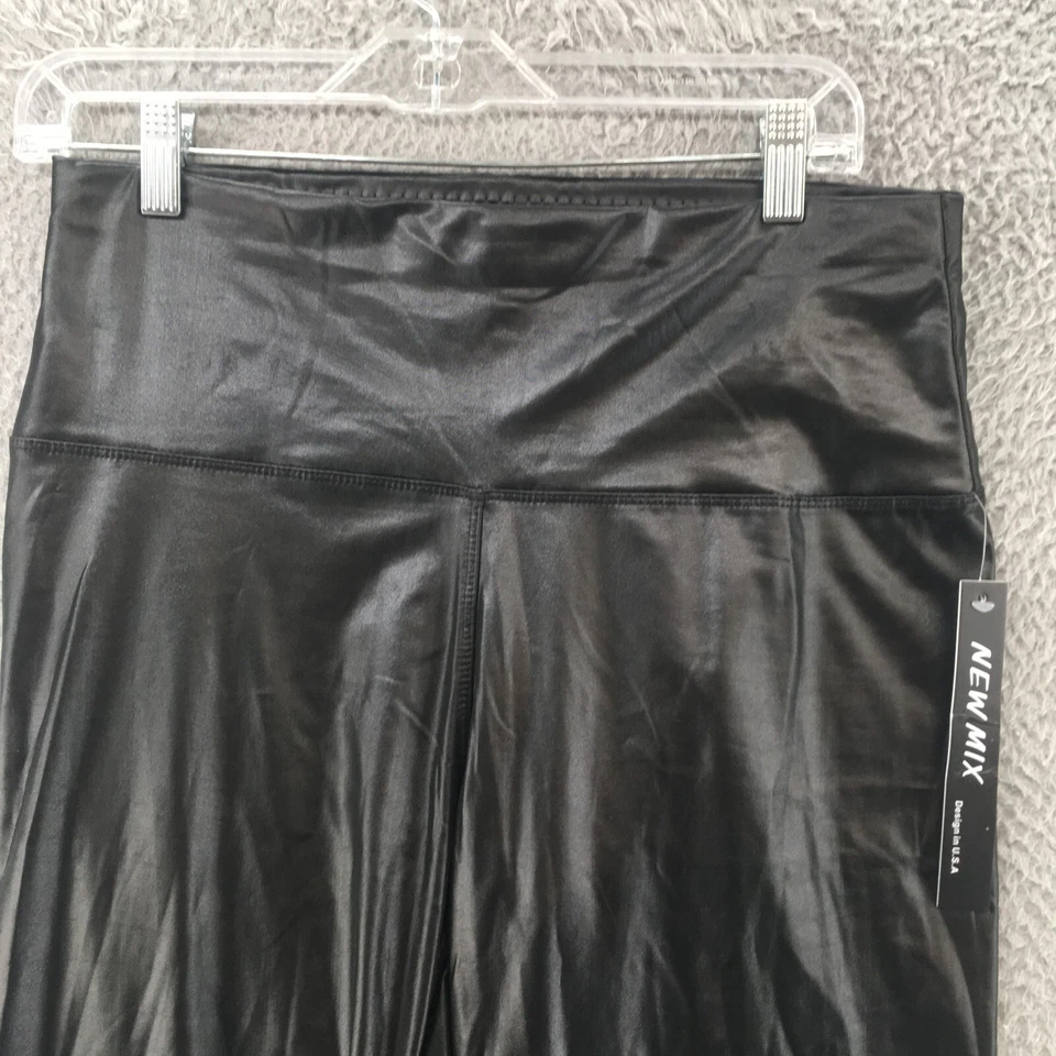 Nuevo Mixto Leggings Mujer 2XL Negro Tiro Alto Frente Plano Pull On Cintura Elástica Foto 3 de 4