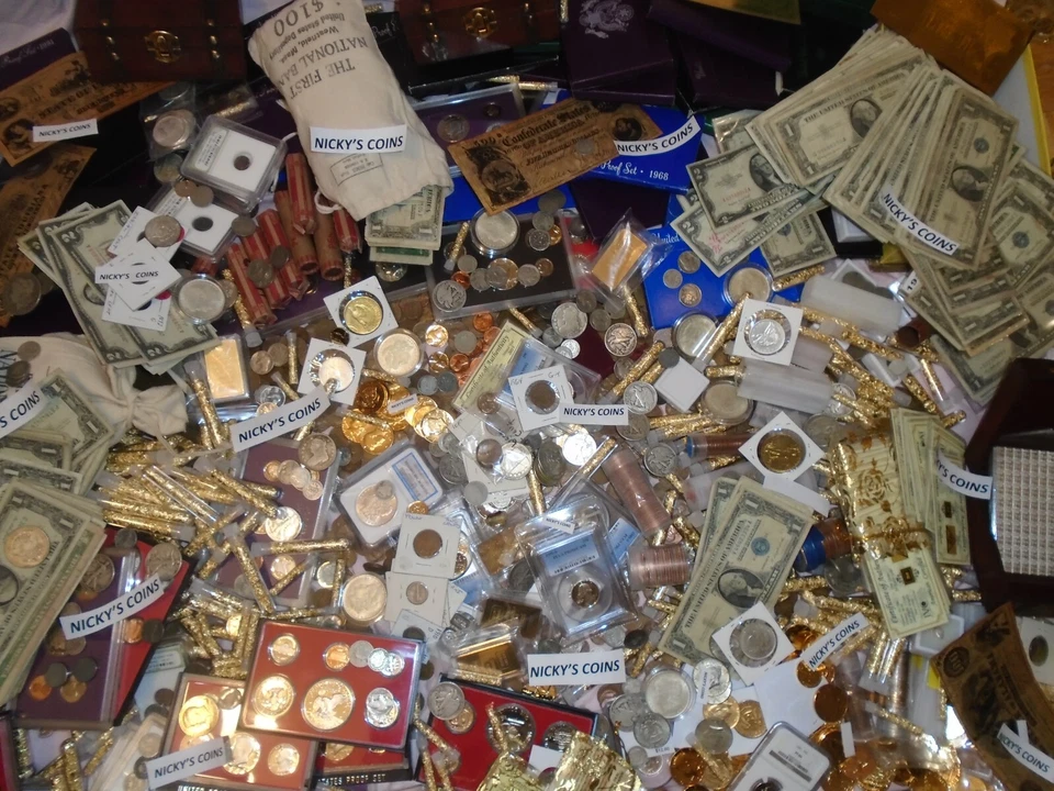 Lote inmobiliario venta monedas de Estados Unidos ~ plata ~ oro, moneda, gemas - 20 piezas. LOTES-INVIERTE AHORA Foto 2 de 4