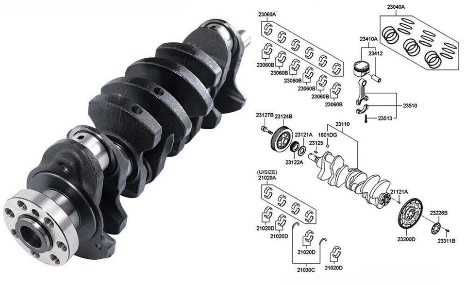 2.4 Engine Rebuild Overhaul Kit For G4KJ Hyundai Sonata Kia Optima Sorento 11-20 Foto 2 de 4