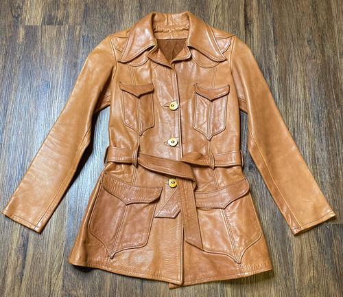 Vintage 1970s East West Musical Instruments Leather Jacket Womens San Francisco