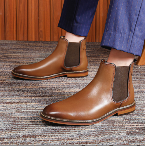 Mens Leather High Top Business Shoes 