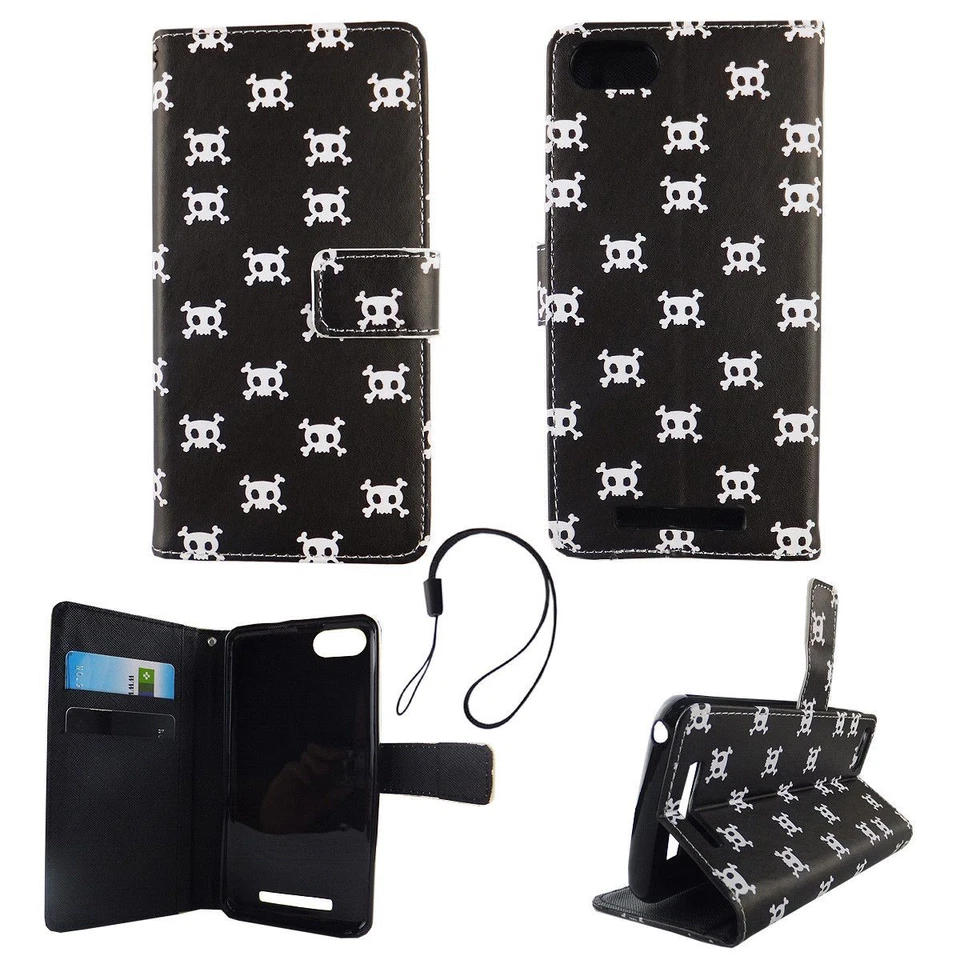 Custodia Protettiva per Wiko Lenny 3 Teschio Case Cover Borsa a Libro Wallet - Immagine 2 di 2