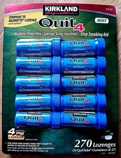 Kirkland Quit 4 mg Lozenge 270 Pieces Nicotine Polacrilex Stop Smoking Aid 01/26