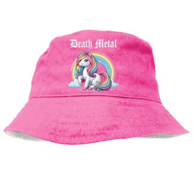 Anglerhut Bucket hat Death Metal Einhorn heavy black pink rosa lustige Motive