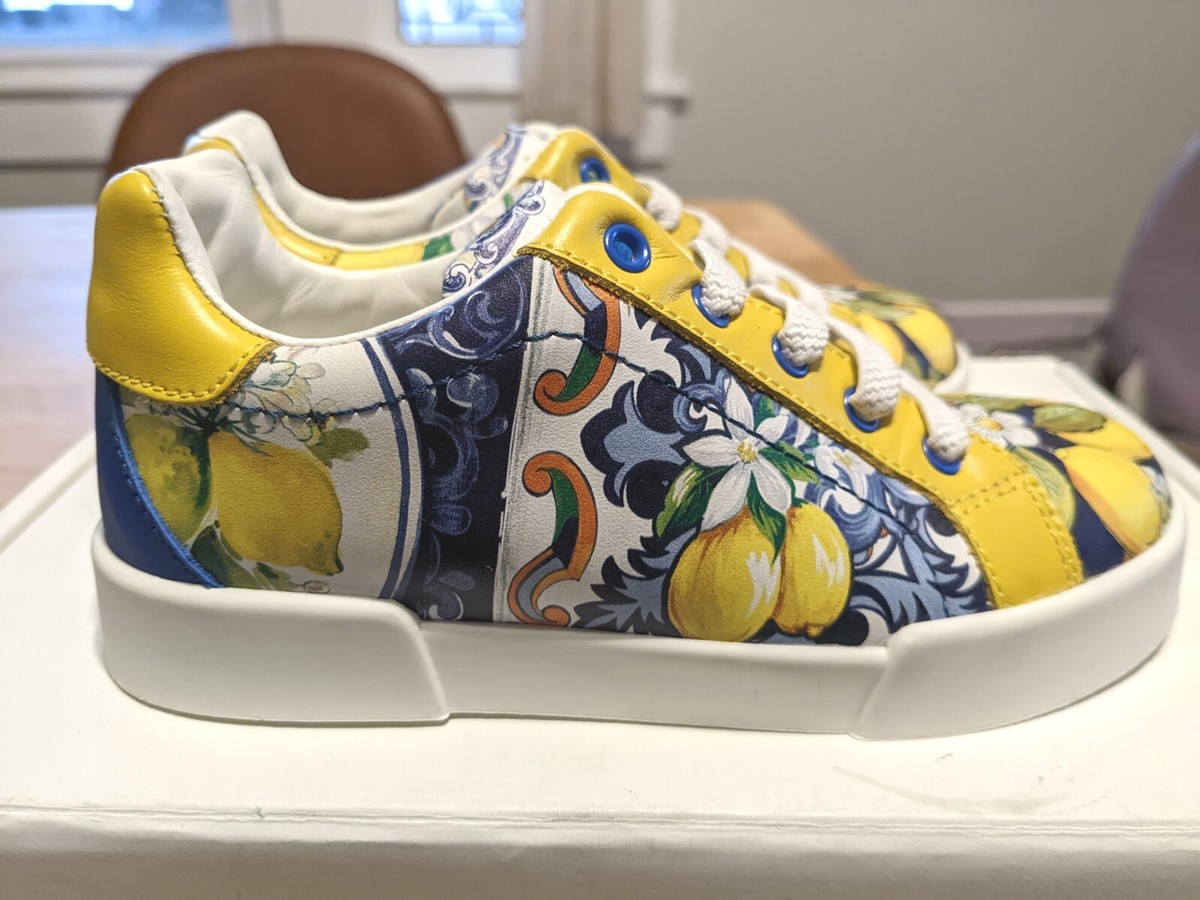 $455 Dolce & Gabbana Kids Low Top Sneakers Lemon Print 28 | eBay