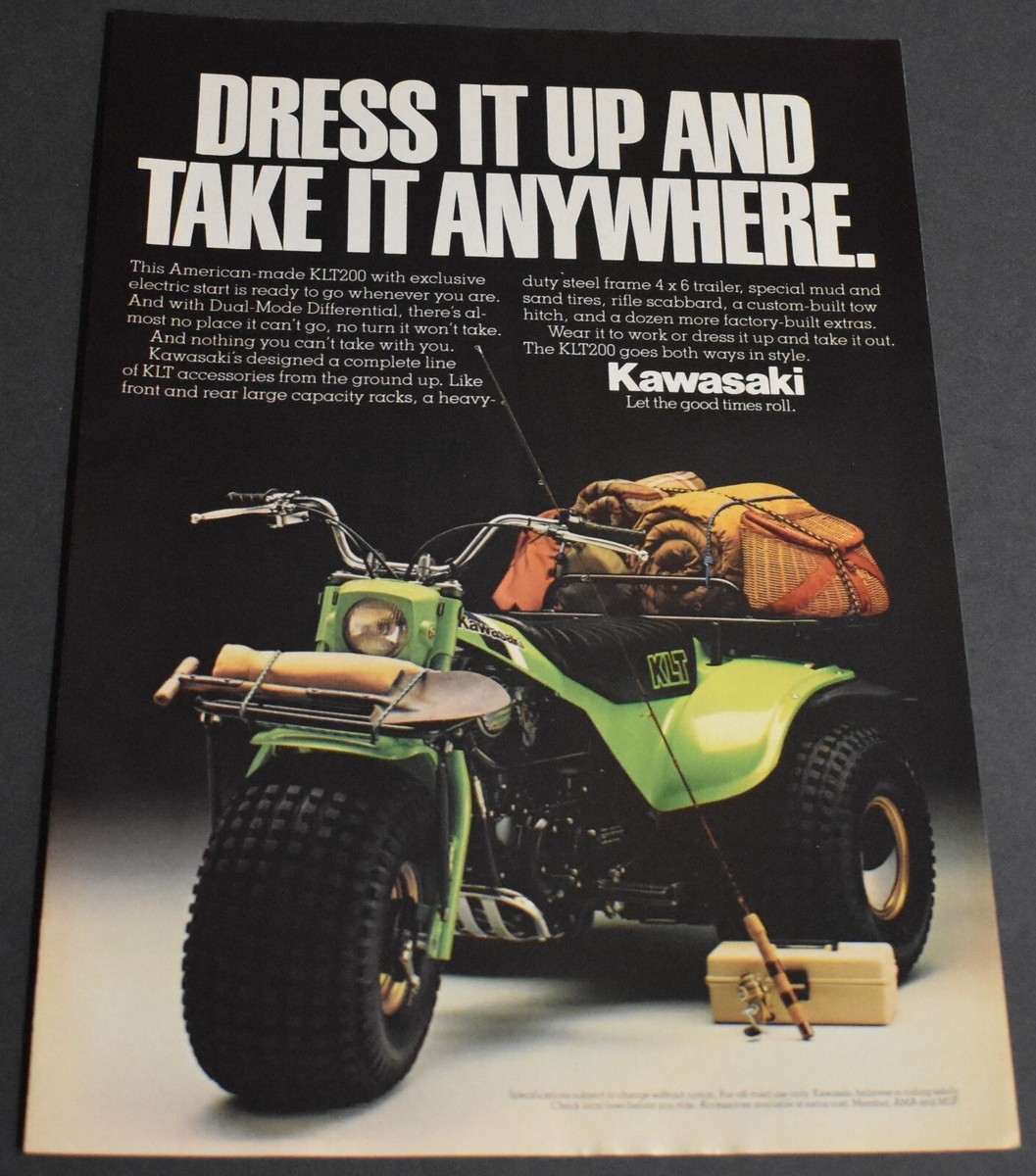 1981 Print Ad Kawasaki KLT200 3 Three Wheeler Dress it up