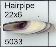 5033 Hairpipe 22x6 purple Wampum Bead quahog