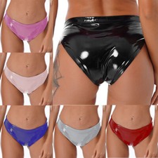Womens Pole Dance Rave Shorts Shiny Metallic Patent Leather Booty Shorts Briefs