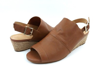 Nurture Mylene Espadrille Wedge Sandals Women's US 8 Tan Brown Leather Slingback | eBay