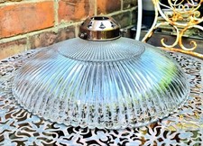 LARGE VINTAGE HOLOPHANE PRISMATIC DOME PENDANT LAMPSHADE