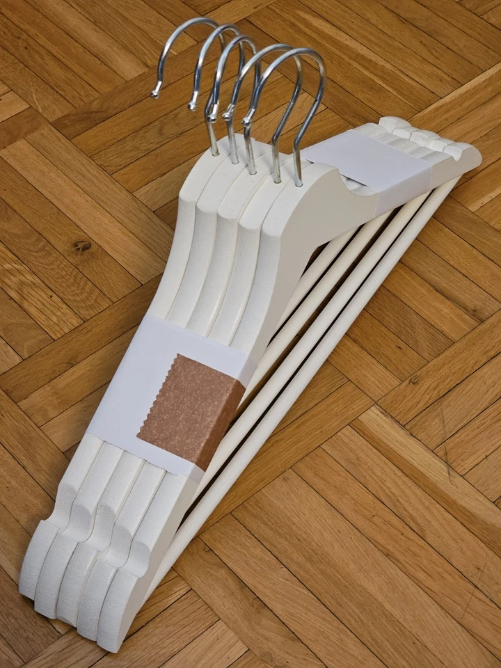 Kleiderbügel (Gebinde 5 Stk.) in weiß aus Holz