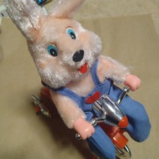 Alps Shoji Wind-Up Toy Animal Cycling Series Rabbit Tricycle F/S FEDEX