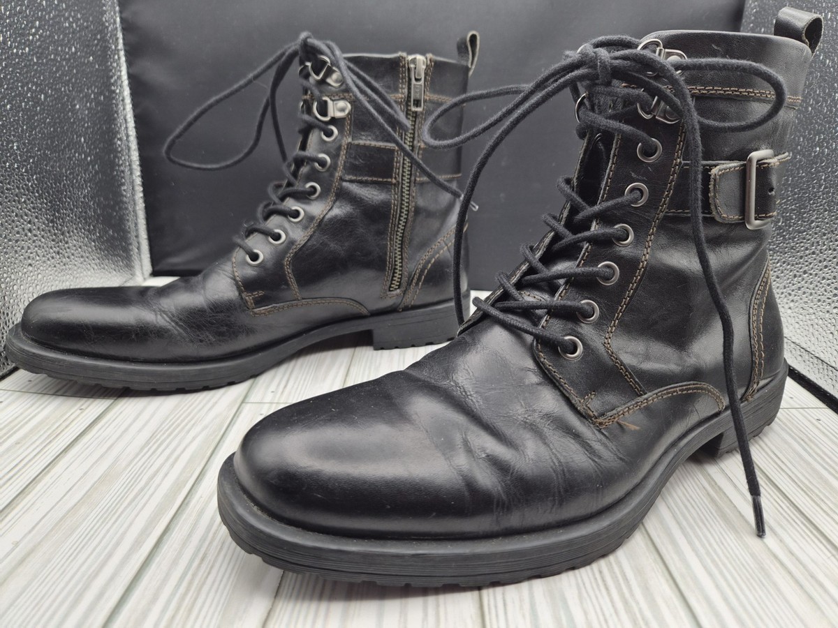 ASTON GREY Collection Rockcastle Black Leather Lace Up Zip Boots Mens 11 US NICE Black Combat Boots Zip Up Mens Size 11.5 | Mercari main image 3