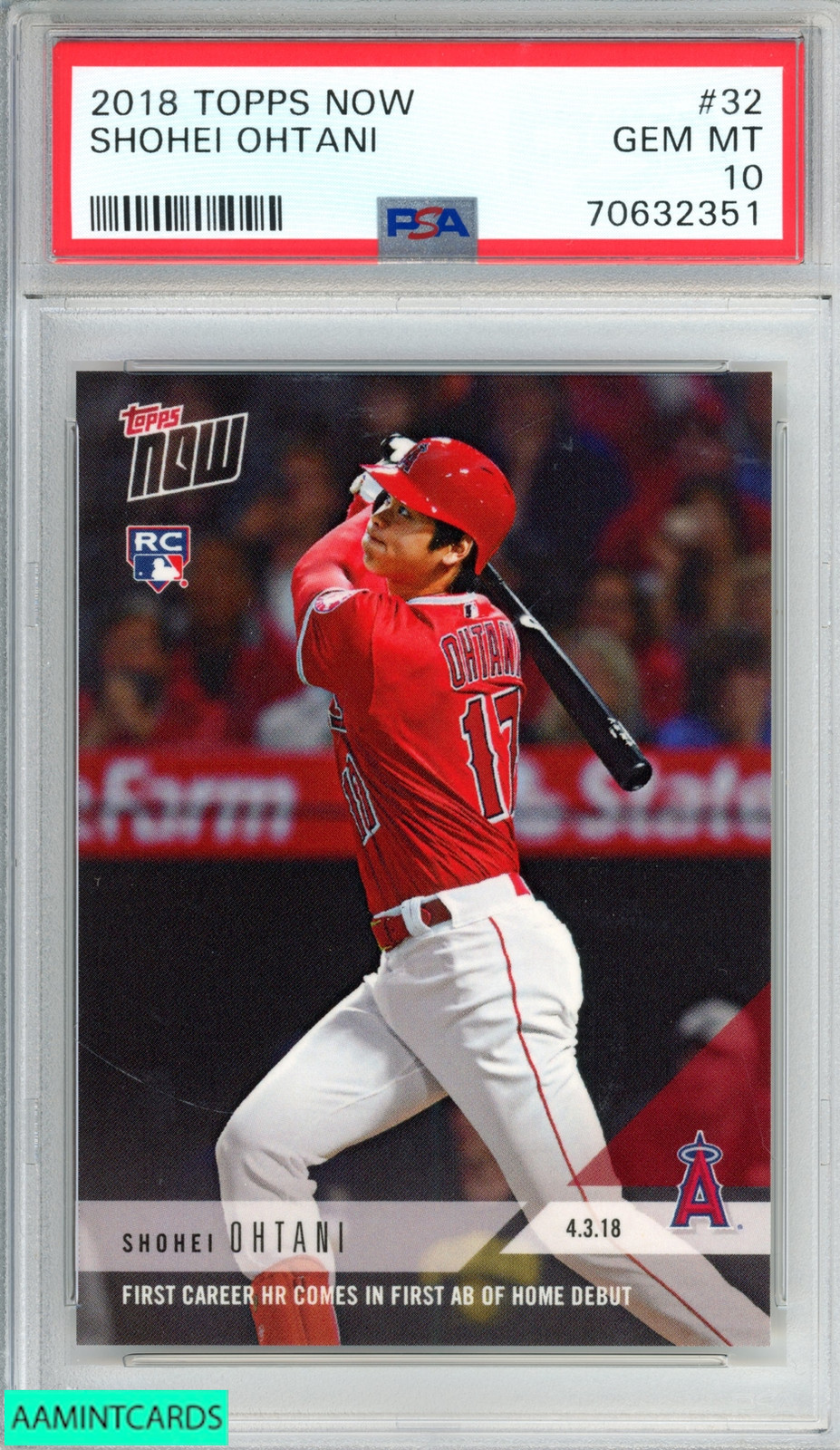 2018 TOPPS NOW SHOHEI OHTANI #32 ROOKIE RC ANGELS PSA 10 GEM MT