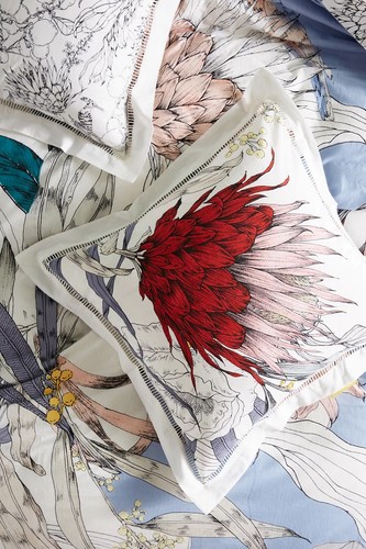 Anthropologie Longina Sketched Songbird Euro Sham Cotton HTF Floral Pillowcase - Picture 1 of 10