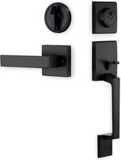 Matte Black Front Door Handle Set with Deadbolt Keyed Entry Exterior