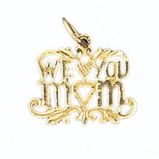 We Love You Mom Charm Pendant 14k Gold (0.8 Grams)