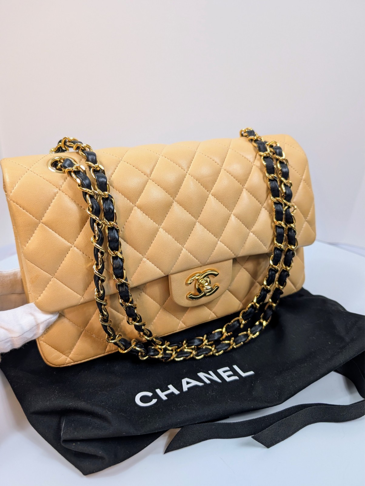 Chanel Vintage Pale Yellow/Cream Lambskin Classic Double Flap Bag (24k Plated) image 2