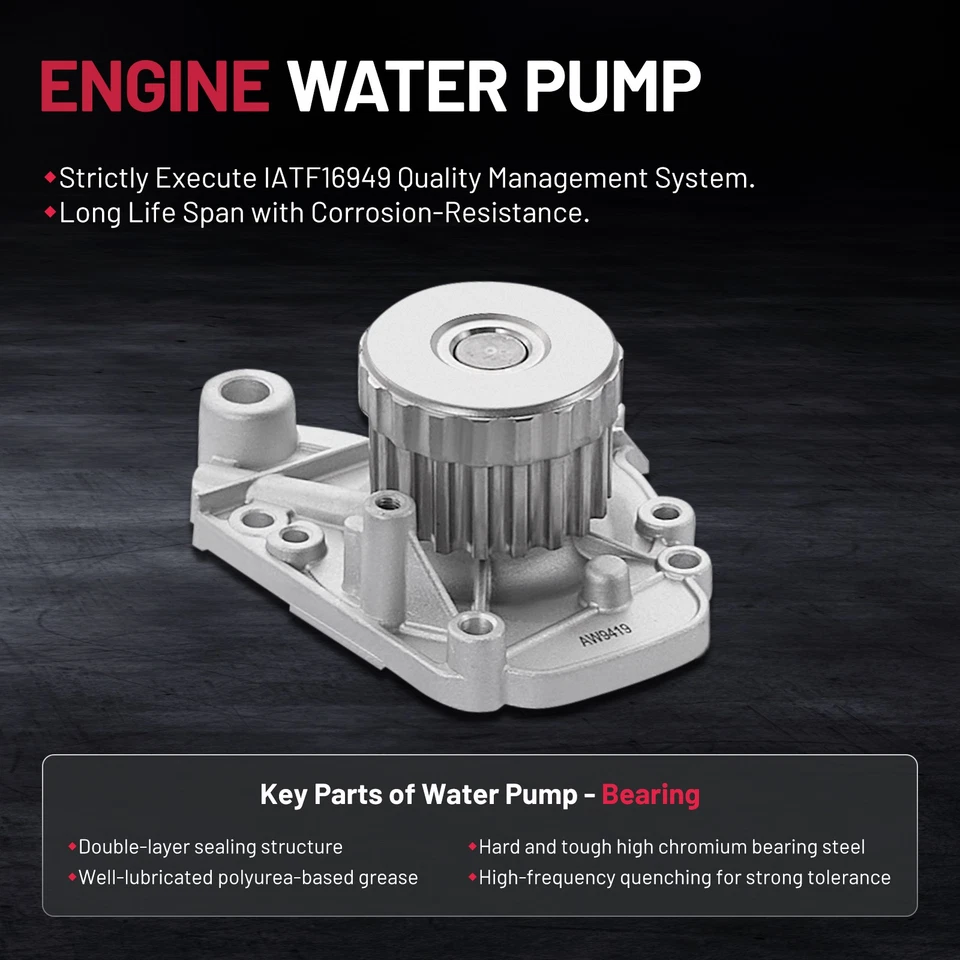 Engine Timing Belt Kit & Water Pump For 2001 2002 2003 2004 2005 Honda Civic - Image 4 of 4