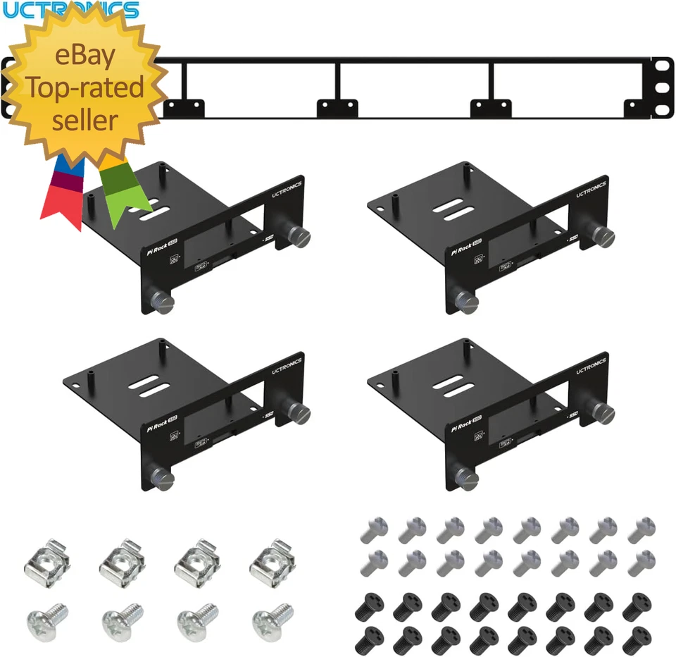 19” 1U Rack Mount for Raspberry Pi with SSD Mounting Brackets Thumbscrews Front - Image 3 of 4