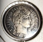 1901 Barber Silver Dime 90% 10C VF detail