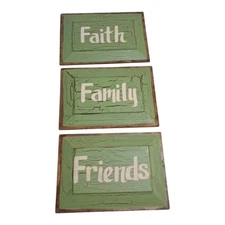 Saltbox Signs Inc Faith Family Friends Distressed Farmhouse Wall Hanging Signs