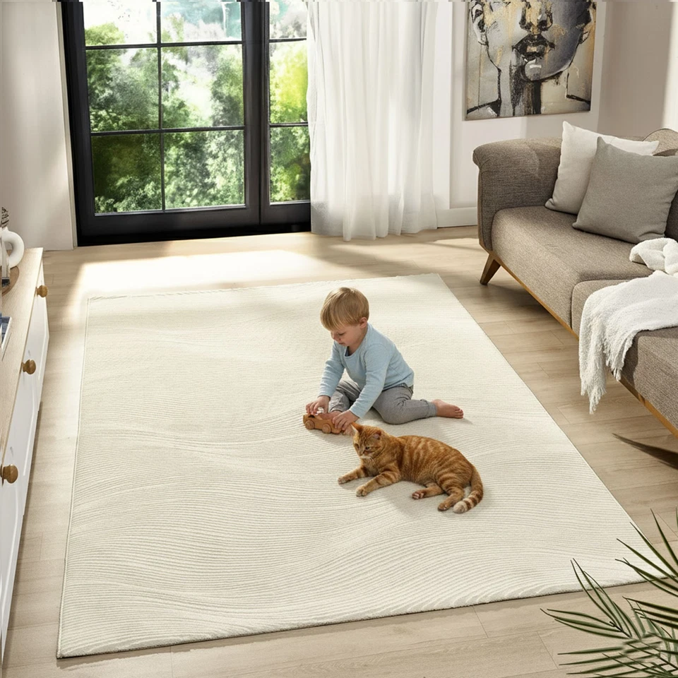 Teppich Wohnzimmer Schlafzimmer Wellen Muster| Qualitativ Hochwertig |  - Bild 1 von 1