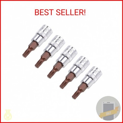 uxcell 5pcs 1/4'' Drive x T15 Torx Bit Socket, S2 Steel Bits CR-V Sockets 38mm Le