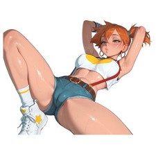 Misty Pokemon Anime Sticker - 6" Tall Waifu Weatherproof Vinyl Car Decal