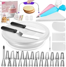 Syntus 65 PCs Cake Decorating Kit with Stand Turntable, White 