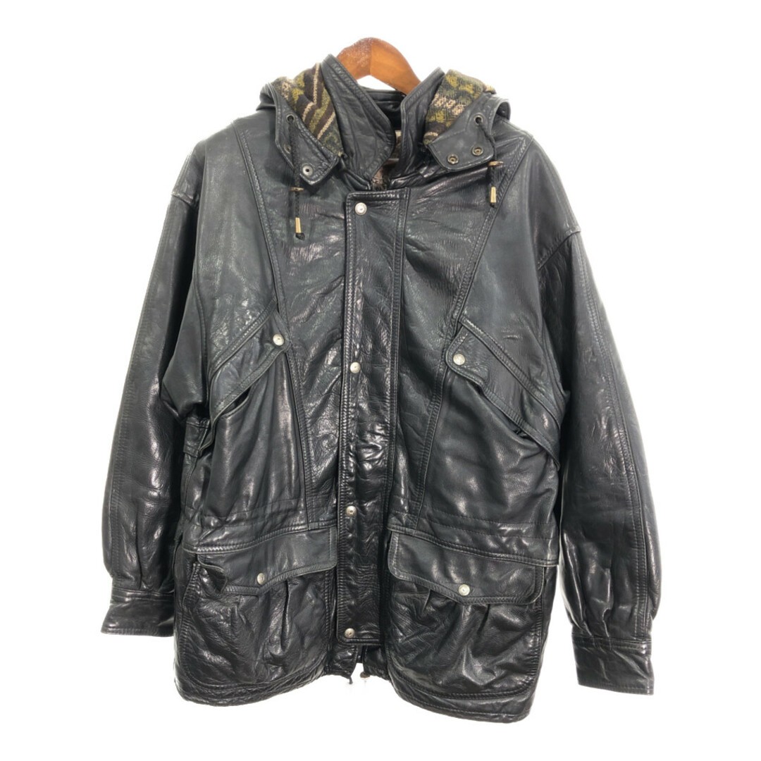 Men's Black ROCKLAND Leather Jacket Size 5 Pre-Owned R6226