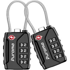 TSA Approved 2 Pack Luggage Cable Locks 4 Digit Combination Travel Locks