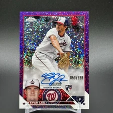 2023 Topps Chrome Evan Lee #'d /299 Purple Speckle Refractor Auto RC #RA-EL