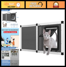 Ventilated Cat Door for Window Insert, Fits 28.5"-32" Width, Easy 2-Min Install,