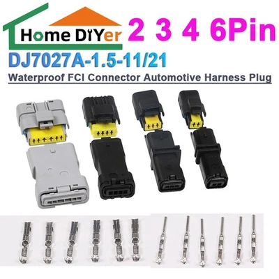 HOME DIYER Enchufe FCI Impermeable 2 3 4 6 Pin Enchufe Arnés de Cable Coche DJ7027A-1.5-11/21